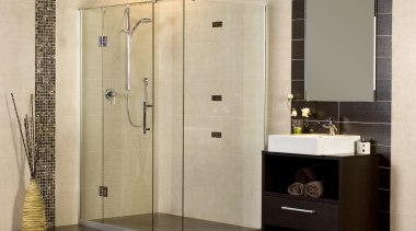 Image of Atlantis Bathroom's 'Atlantis Artisan' shower. bathroom, plumbing fixture, shower, shower door, orange