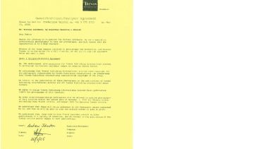 Image of Pembrooke agreement - Image of Pembrooke font, text, yellow, white, yellow
