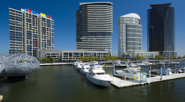 Clipsal's C-Bus lighting control systems and home automation architecture, building, city, cityscape, condominium, daytime, dock, downtown, marina, metropolis, metropolitan area, mixed use, real estate, reflection, sky, skyline, skyscraper, tower block, urban area, water, water transportation, waterway, black