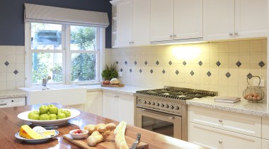 Recycled Tasmanian oak provides an eye-catching island benchtop countertop, cuisine classique, interior design, kitchen, window, gray