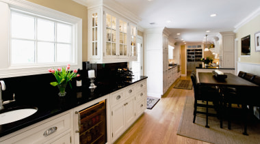 View of a kitchen designed by Drury Design cabinetry, countertop, cuisine classique, floor, flooring, home, interior design, kitchen, room, white