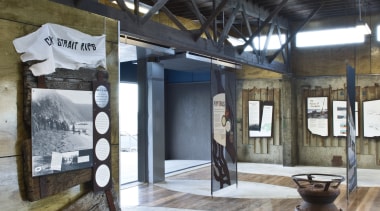 The original timber trusses and purlins from the ceiling, interior design, black, gray