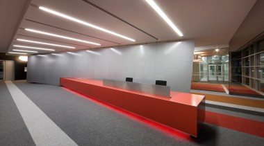 Progresive, innovative and fun - the new Brisbane architecture, auditorium, ceiling, daylighting, floor, flooring, interior design, leisure centre, lobby, structure, gray, red