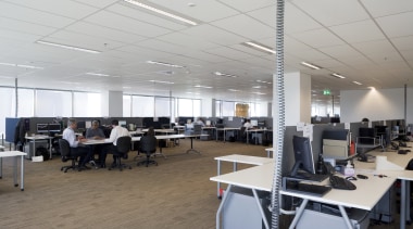 Green initiatives in the Green Square North Tower ceiling, office, gray