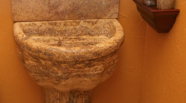 Image of custom made basin by de la ceramic, plumbing fixture, wood, brown, orange