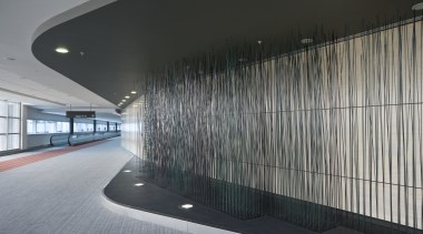 Image of the renovated international terminal at auckland architecture, ceiling, daylighting, facade, glass, interior design, structure, wall, gray, black