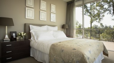 Images of the interior and exterior of Brisbanes bed, bed frame, bed sheet, bedroom, ceiling, estate, floor, furniture, home, interior design, mattress, real estate, room, wall, window, window treatment, wood, white