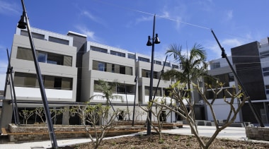 Images of the new residential apartments in Cammeray. apartment, building, condominium, house, mixed use, neighbourhood, property, real estate, residential area, blue, gray