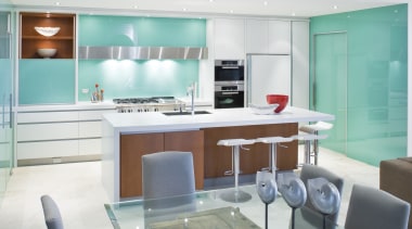 Image of beach house kitchen and the dining interior design, living room, room, white