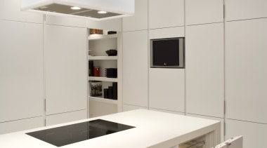 View of a kitchen designed by Shane George countertop, interior design, kitchen, product design, gray