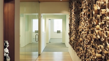 Views looking through the interior of the office. ceiling, flooring, interior design, lobby, wood, brown