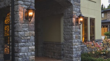 Images of the exterior of this home with brick, brickwork, door, facade, fireplace, home, house, lighting, porch, real estate, siding, walkway, window, black, gray