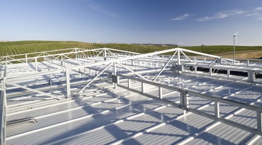 Exterior view of the Yearlands Estate winery which line, roof, sky, structure, gray