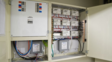 View of the electrical systems installed by NME control panel engineeri, electrical wiring, electronics, enclosure, product, gray