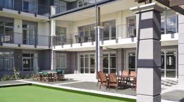 Exterior view of Summerset by the Park retirement apartment, architecture, condominium, estate, house, mixed use, property, real estate, residential area, black