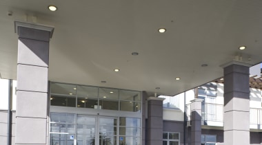 Summerset by the Park features suspended ceilings throughout architecture, building, commercial building, condominium, corporate headquarters, facade, real estate, gray