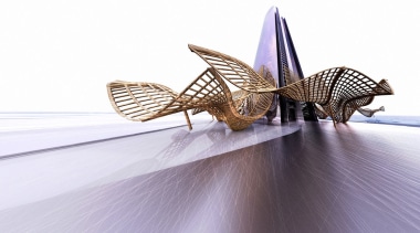 Conceptual image of a podium canopy for the insect, invertebrate, product design, wing, white, gray