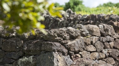 View of Mt Wellington stone walls. - View grass, rock, soil, stone wall, wall, black