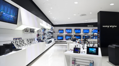 View of shops fitted by Dimension Shopfitters. - electronics, interior design, product, product design, retail, technology, white