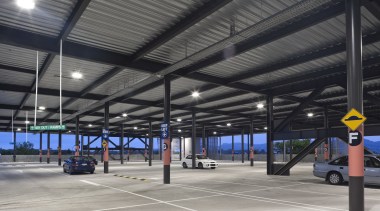 View of the Westfield Riccarton carpark. - View airport terminal, structure, gray, black