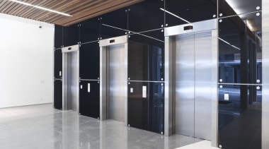 View of the 8 Nugent development. - View door, floor, glass, interior design, gray, black