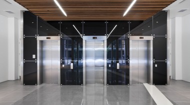 View of number 8 Nugent development. - View ceiling, door, floor, flooring, glass, interior design, lobby, gray