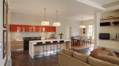 Kitchen designer Keith Sheedy worked in close contact floor, flooring, hardwood, interior design, kitchen, living room, real estate, room, wood flooring, gray, brown