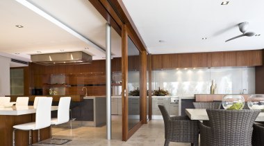 The visual connection between the indoor kitchen and ceiling, interior design, real estate, restaurant, white