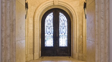 Castle Entries was contracted to provide a wrought arcade, arch, building, chapel, column, crypt, door, estate, interior design, place of worship, symmetry, window, brown, orange