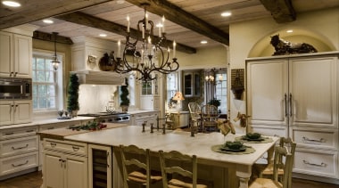 View of kitchen designed by Drury Design Kitchen cabinetry, countertop, cuisine classique, interior design, kitchen, room, brown