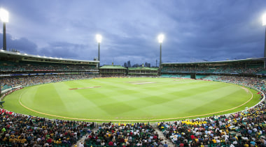 Sylvania Lighting Australasia designed a custom lighting solution arena, atmosphere, atmosphere of earth, baseball field, baseball park, field, grass, sky, soccer specific stadium, sport venue, stadium, structure, teal