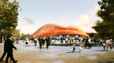 conceptual view of the exterior of the UAE architecture, leisure, pavilion, structure, tree, white, brown