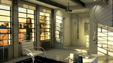 View of a high-end bathroom which features a interior design, lobby, loft, brown