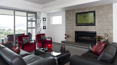 View of the lounge of a home built home, interior design, living room, property, real estate, room, window, white, black