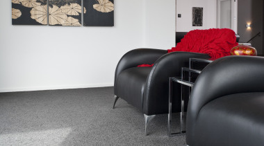 View of a living area which features woolen carpet, floor, flooring, furniture, hardwood, home, interior design, laminate flooring, living room, room, tile, wall, wood flooring, gray