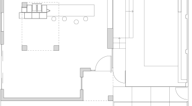 Architectural view of this modern kitchen - Architectural angle, architecture, area, black and white, design, diagram, drawing, floor plan, font, line, plan, product, product design, structure, text, white, white