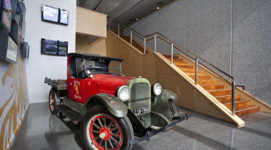 Interior view of the foyer of the brewhouse antique car, automotive design, automotive exterior, car, classic, motor vehicle, vehicle, vintage car, gray