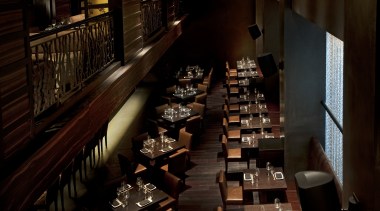 View of Okku Japanese Restaurant in the Monarch bar, darkness, musical instrument accessory, restaurant, black