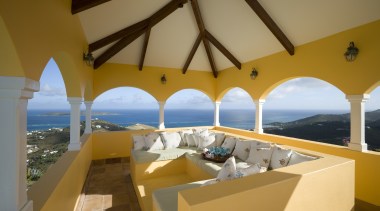 View of outdoor living area with phenomenal views apartment, architecture, ceiling, estate, interior design, property, real estate, brown