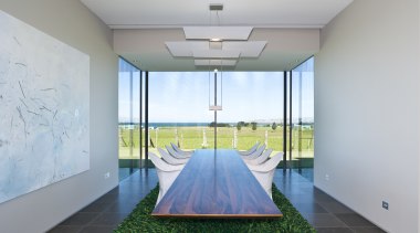 View of a dining room which features Resene apartment, architecture, ceiling, daylighting, floor, home, house, interior design, property, real estate, room, wall, gray