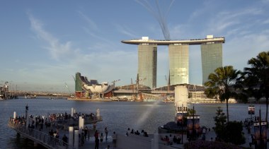 Marina Bay Sands, Singapore - Marina Bay Sands, fixed link, sea, sky, tourist attraction, waterway, black, blue
