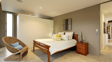 View of contemporary bedroom - View of contemporary bedroom, ceiling, floor, interior design, real estate, room, suite, orange, brown
