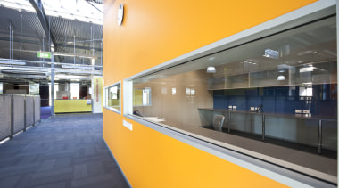 Interior view of this modern office - Interior architecture, interior design, leisure centre, metropolitan area, orange