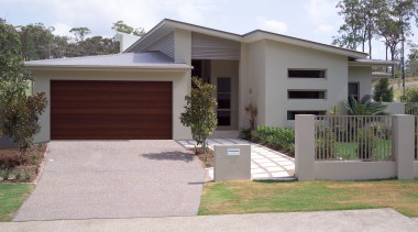View of a contemporary home by Golden Edge elevation, estate, facade, home, house, property, real estate, residential area, gray