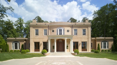 Exterior view of a Regency-styled home. - Exterior building, elevation, estate, facade, historic house, home, house, manor house, mansion, official residence, plantation, property, real estate, residential area, white