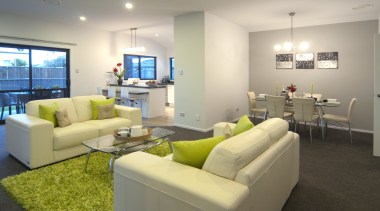 View of living area of this David Reid home, house, interior design, living room, real estate, room, gray