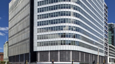 The Asteron Centre in Wellington, designed by Warren apartment, architecture, building, city, commercial building, condominium, corporate headquarters, daytime, downtown, facade, headquarters, landmark, metropolis, metropolitan area, mixed use, neighbourhood, plaza, real estate, residential area, sky, skyscraper, tower block, urban area, gray