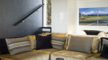 View of DJ Hewitt house built on a ceiling, furniture, interior design, living room, room, table, wall, gray