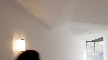 View of the Boston University student accommodation in ceiling, daylighting, house, interior design, light, light fixture, lighting, room, wall, gray