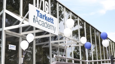 View of the Tarkett Academy - View of building, structure, white, black